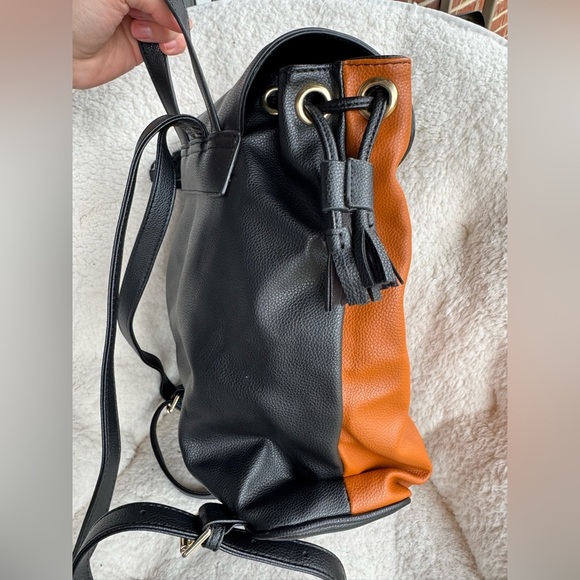 Lionel Brown & Black & Cream Color Backpack Travel Bag Soft Faux Leather - Picture 10 of 16